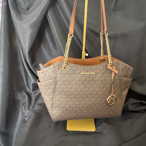 Michael Kors Handbags - Michael Kors Signature Brown Large Chain Tote | NWT